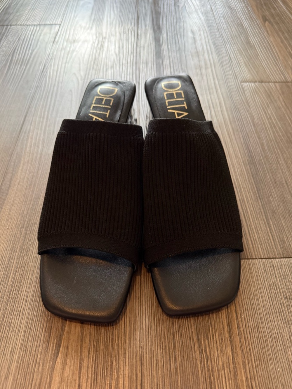 DELTAN Knit Black Mule Block Heels - Picture 4 of 5